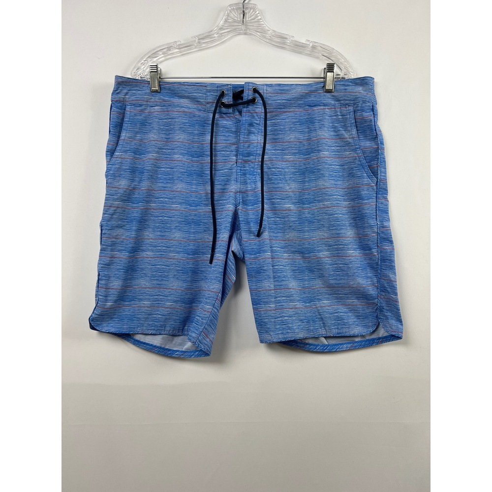 Rhone Swim Trunks Mens 36 Blue Striped Board Shorts Drawstring Stretch TBS-SP18